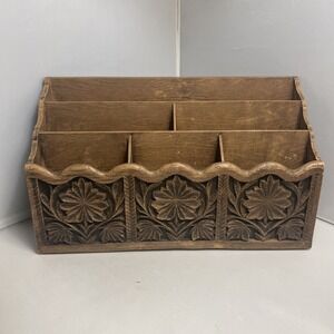 Vintage Desk Caddy 1960s Lerner Organizer Letter‎ Mail Box Tiki Bar Polynesian
